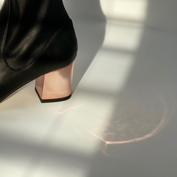 black sock boots with rose gold heel - Picture 4 of 4